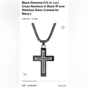 Esquire stainless steel black diamond cross necklace chain